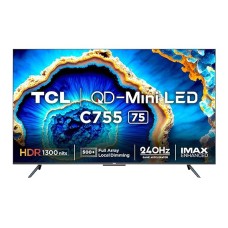 TCL 75" 4K Ultra HD Smart QD-Mini LED Google TV 75C755 (Black)